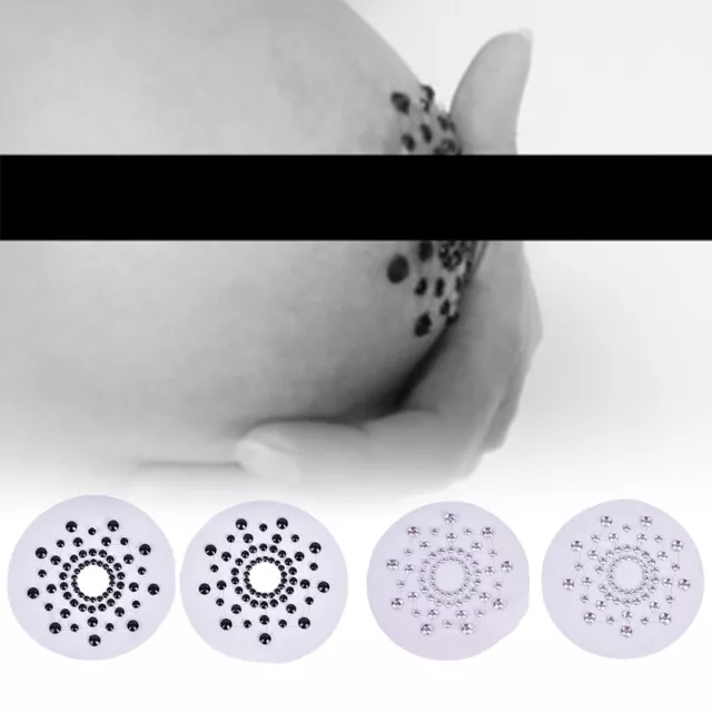 2 Pair Flower Shape Crystal Pasties Breast Adhesive Stickers Sexy Nipple Cov_dx
