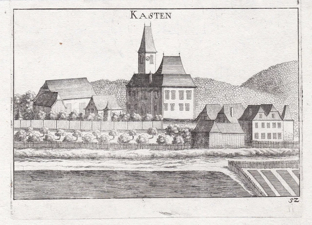 Scatola Presso Böheimkirchen Vista Austria Incisione Engraving Vischer 1672