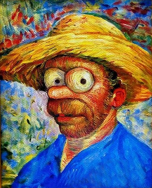 Art Oil painting abstract male portrait Van Gogh self-portrait with hat canvas