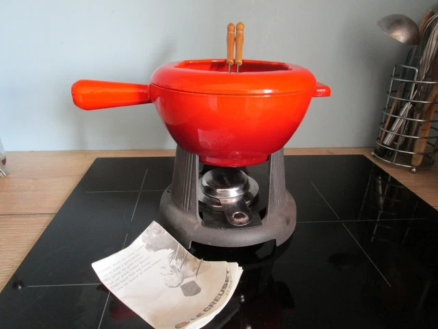 Service à Fondue Nomar Le Creuset – Poêlons Fonte Marron – Complet Et Très Bon état
