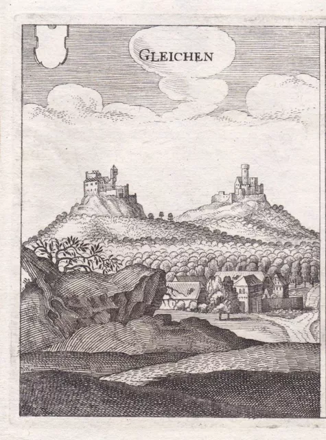 Die Gleichen b. Göttingen Gelliehausen Niedersachsen Kupferstich Merian 1650