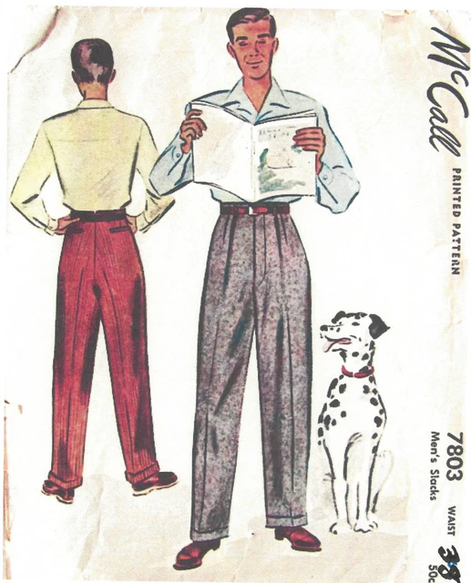 1940s WW2 Vintage Sewing Pattern W28 WOMENS PANTS TROUSERS (W1135