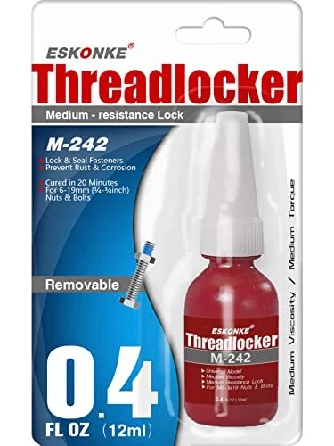 Blue Threadlocker M-242 Medium Strength 0.4 Oz12 ml Lock Tight & Seal Fastene