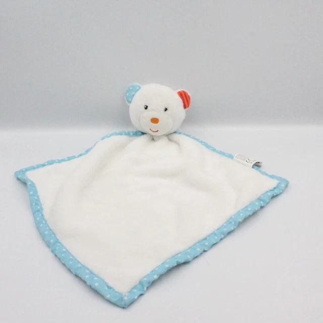 Doudou plat ours blanc bleu pois rayé rose orange Jurong ZD TRADING - 21881