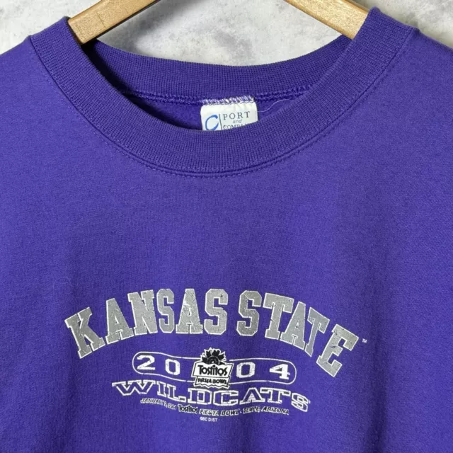 Vintage Kansas State Wildcats Sweatshirt Mens XL Purple 2004 Bowl Game H3