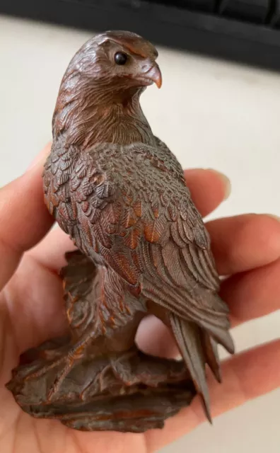 collectable old Japanese boxwood hand carved eagle Figure statue netsuke gift