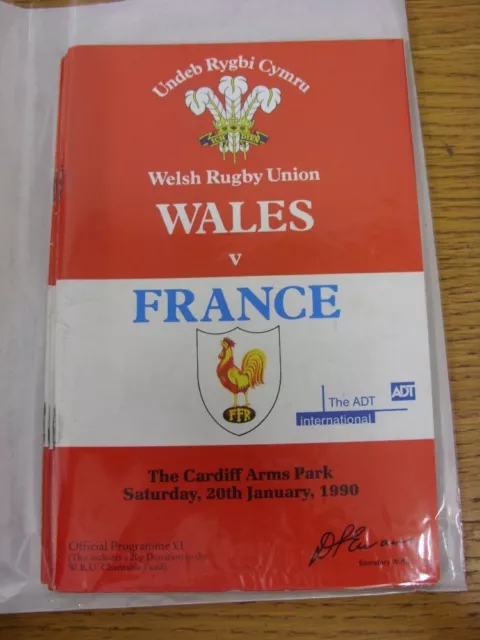 20/01/1990 Rugby Union: Wales v France [At Cardiff Arms Park] Official Programme