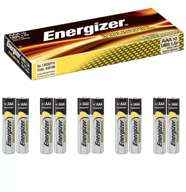 10X Energizer Industrial Aaa Batteries Alkaline 1.5V Lr3 Mn1500 Battery