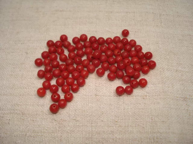 Perles De Corail Rouge Rondes