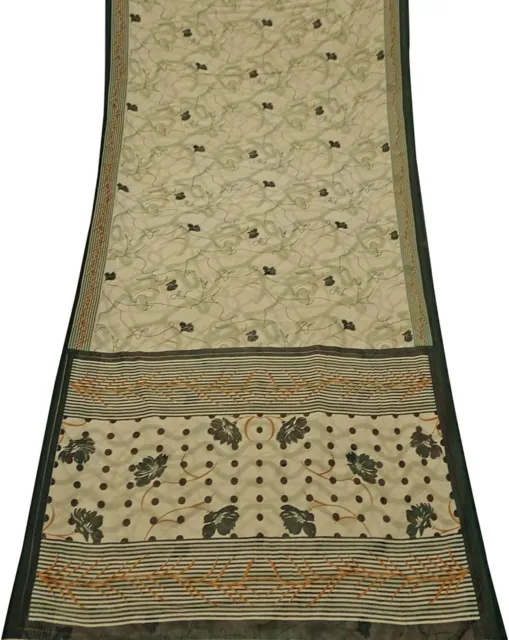 Indischer Jahrgang Saree Blumiges Braunes Ethnische Kleid Georgette Sari SI22495
