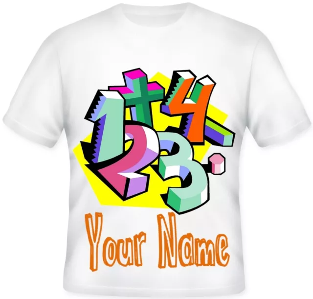 Kids BOYS GIRLS Personalised Number Genius Maths T Shirt Great Gift