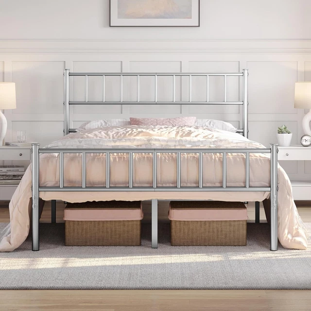Metallic. Click 4FT6 DOUBLE SOLID Metal Bed Frame Underbed Storage, Sliver £141.09 ...
