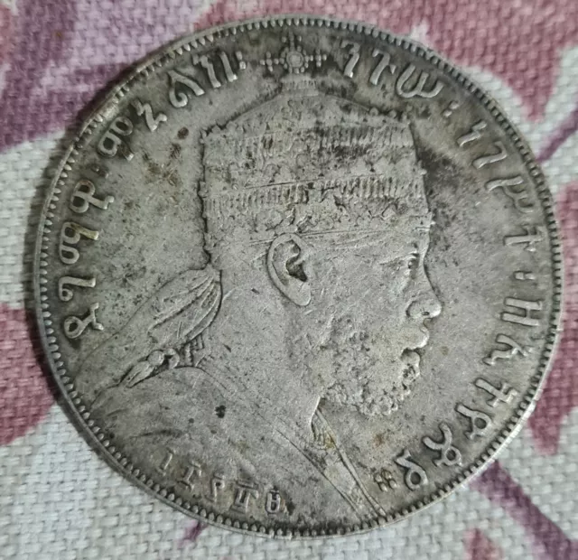 EE 1889-A (1897) Ethiopia 1 Birr  Silver! Nice!