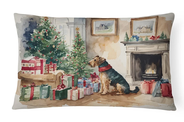Airedale Terrier Christmas Canvas Fabric Decorative Pillow DAC1214PW1216