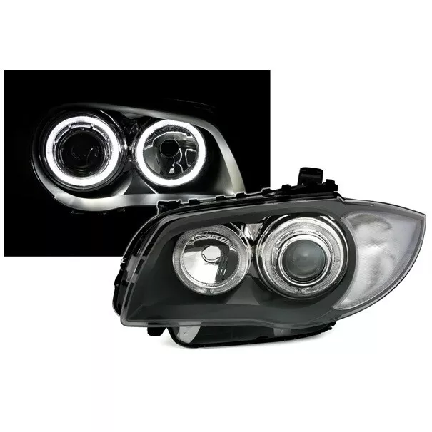 2 Feux Phare Avant Angel Eyes Led Bmw Serie 1 E87 E88 Et E81 E82 Fond Gris Fonce