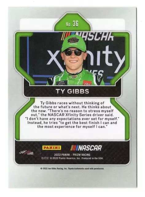 AUTOGRAPHED Ty Gibbs 2022 Panini Prizm Racing (#54 Interstate Team) Signed NASCA 2