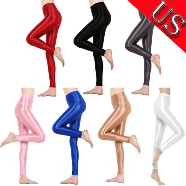 Women's Satin Glossy Yoga Pants Super Elastic Workout Sports