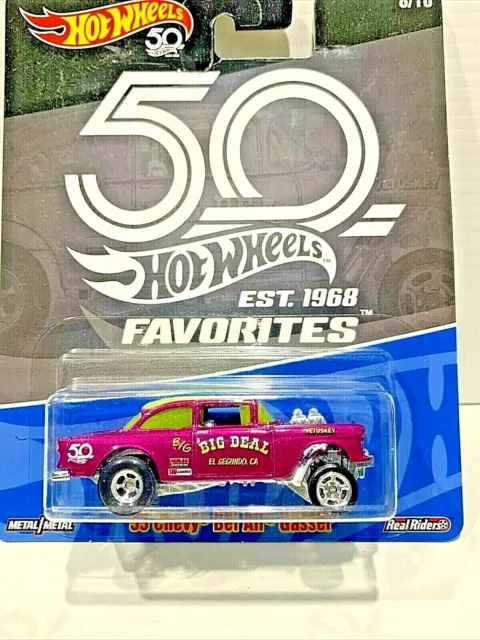 Hot Wheels 50th Favorites Exclusive - Hot Pink 55 Chevy Bel Air Gasser HTF !!!!!