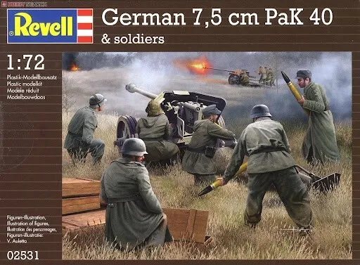 Revell 1:72 Soldatini Da Colorare German 7,5 Cm Pak 40 And Soldiers Art 02531