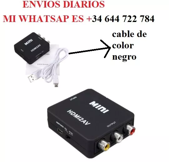 Conversor de HDMI Digital a AV RCA CVBS Analógica Adaptador Audio  video negro