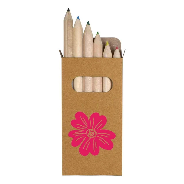 6 x 'Designer Blume' kurz 85 mm Bleistifte/Buntstift Set (PE00051108)