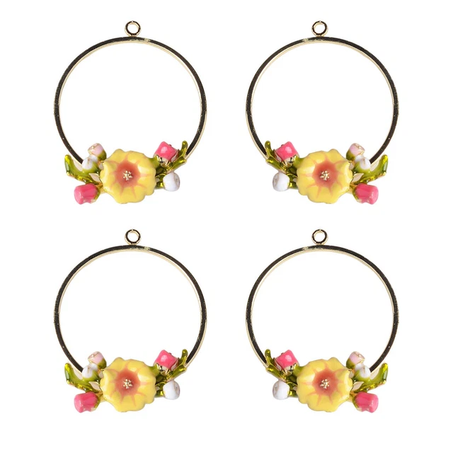 4 Stücke Blume Emaille DIY Charme Schmuck Erkenntnis Anhänger Charms DIY