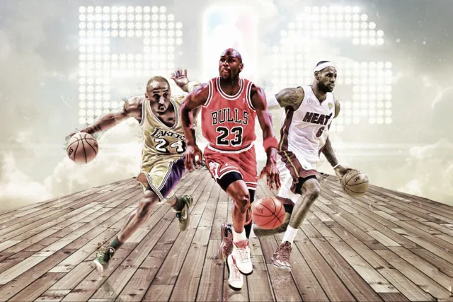 Kobe Michael Jordan LeBron James Basketball legend poster 24x36"art wall canvas