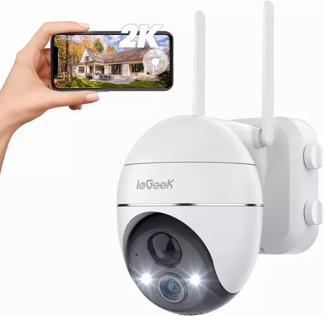 ieGeek 2K Outdoor 360° Wireless Security Camera with Color Night Vision CCTV,UK