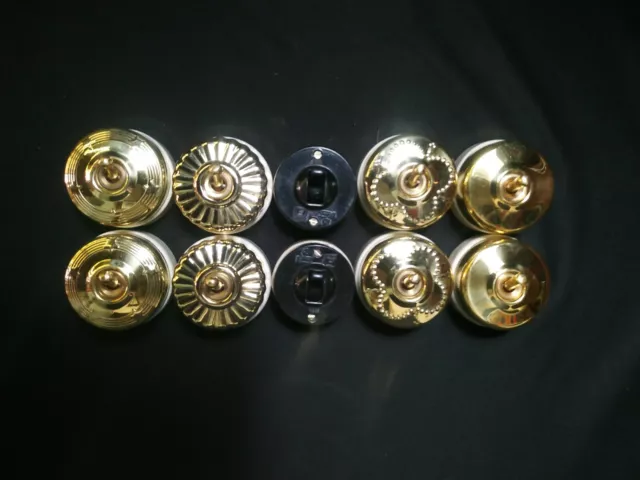 Vintage Brass Ceramic Bakelite 1 Way Electric Switch Sample 10 Pieces Home Decor 2