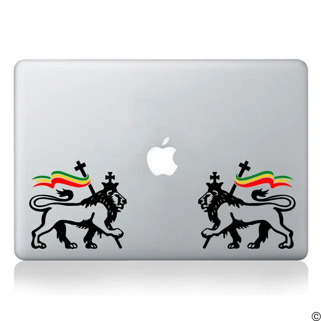Pair of Lion of Judah with Rasta Flag Vinyl Decals, reggae car sticker K157