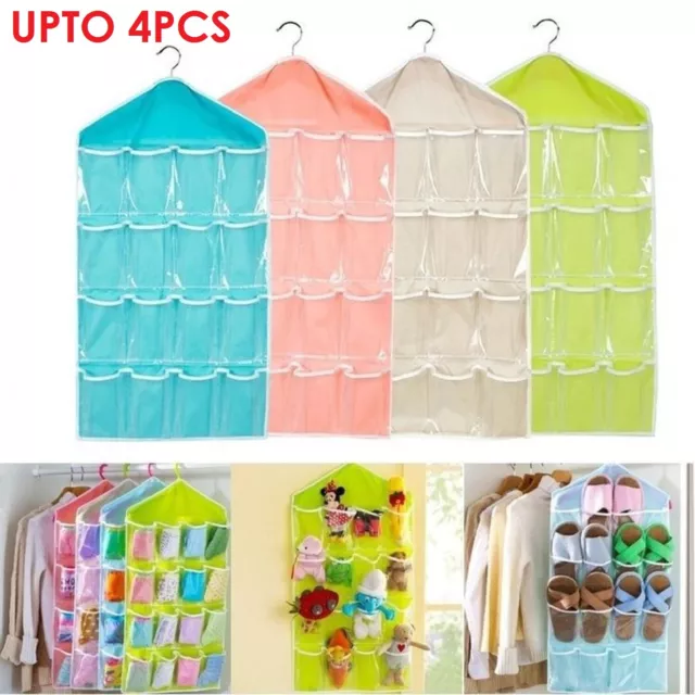 16 Pockets Hanging Shoe Rack Storage Bag Hanger Holder Rear Wardrobe Organizer