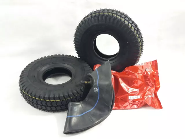 Pair of  3.00-4 (260x85) Black Block Tread Mobility Scooter Tyres & Tubes