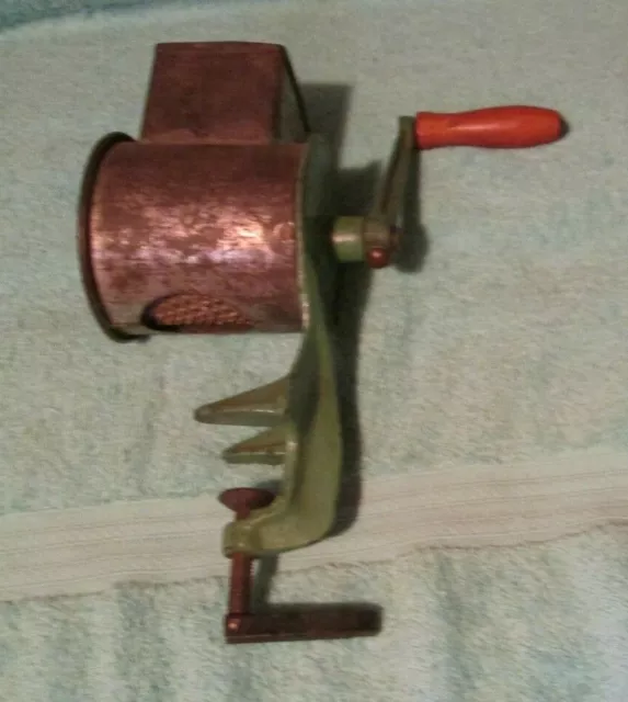 Antique Vintage Kitchen Meat Food Grinder Chopper Gadget Wood Crank Handle Usa