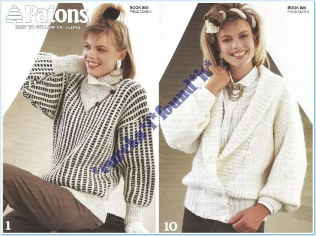 PATONS #809 LADYS' KNITTING PATTERNS in PATONS YARNS 75 to 110cms :30 to 44 in