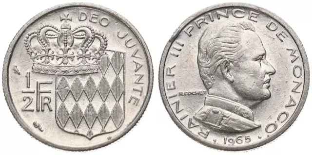 Monaco - 1/2 Franc Franken - Prince Rainer III verschiedene Jahrgänge 1965-1982