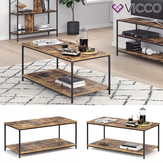 Table basse VICCO FYRK, table de salon, table d’appoint, table basse avec étagèr