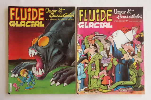 Lot Fluide Glacial - n°57 & 60  Mars/Juin 1981 / Édika Franquin Gotlib Binet