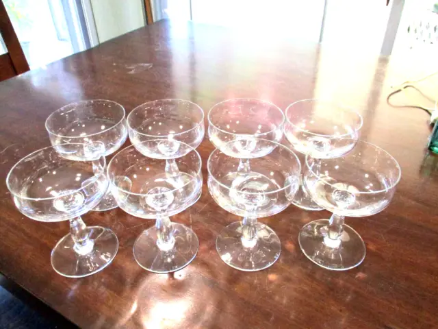 Baccarat Champagne Sherbet Crystal set of 8 minty 4.5'' tall glasses Vintage MCM