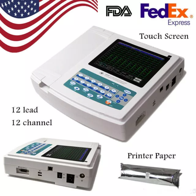 US FDA nouvelle machine numérique 12 canaux 12 fils ECG ECG, écran tactile...
