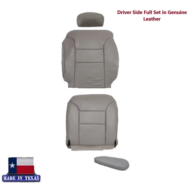1995 - 1999 Chevy Tahoe Suburban Silverado Gray LEATHER Driver Set Seat Covers