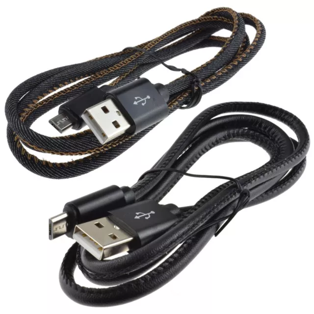 Denim / Cuero 22AWG USB A Micro B Teléfono Móvil Carga Rápida Cable de 1m/2m