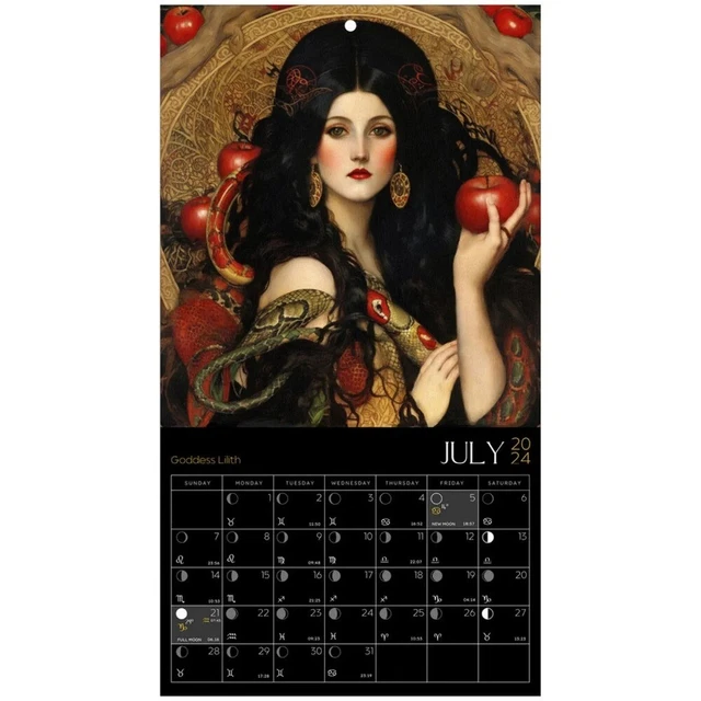 NEW DARK GODDESS 2024 Calendar Black Wall Calendar Moon Phases Greek
