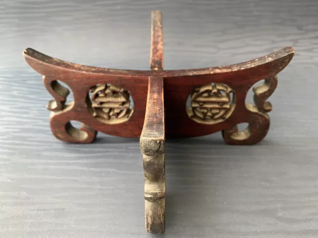 Vintage Chinese Hand Carved Wooden Vase Stand