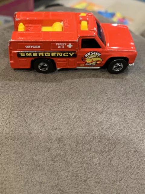 Hot Wheels 1974 Rescue Unit Red Emergency Fire Truck Mattel Diecast 1/64 Toy Car