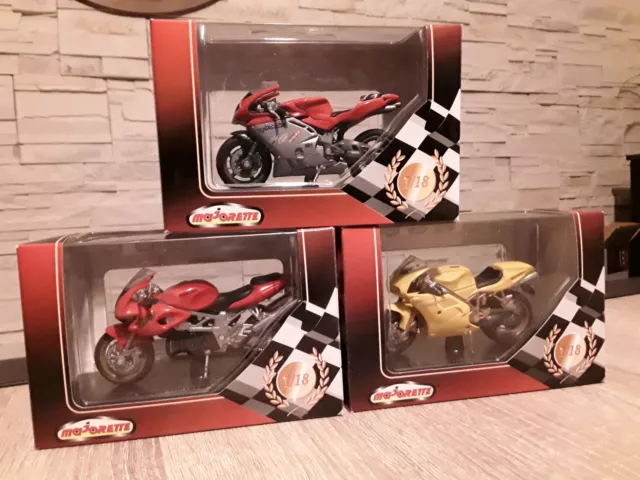 LOT de 3 motos 1/18 Majorette Suzuki TL1000s/Ducati 748/Mv augusta racing