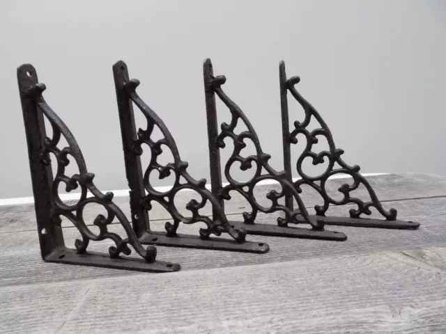 4 Antique Style Shelf Brace Wall Bracket Cast Iron Brackets Vine Corbels