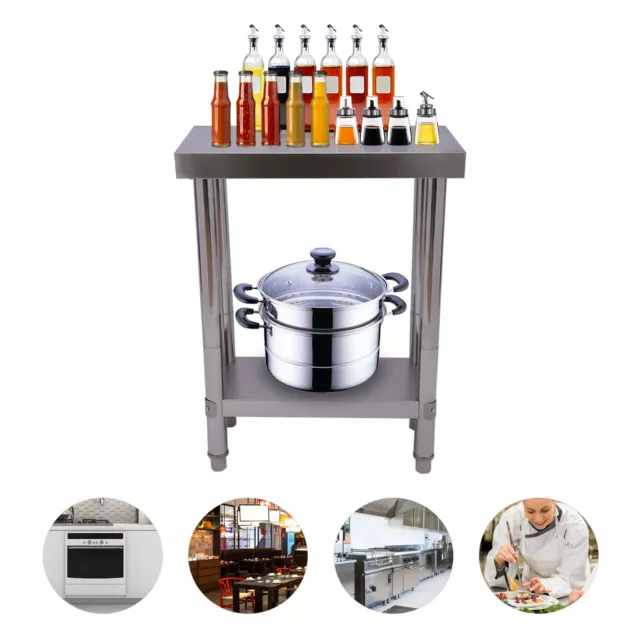Commercial Prep Work Table w/ Undershelf 2 layers Kitchen Anti-slip Work Table