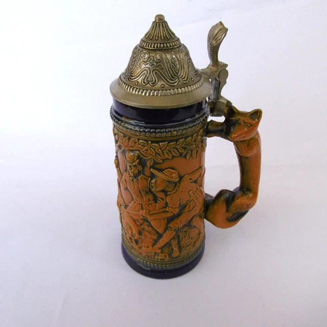 Chope à Bière Bayern Gerz West Germany - Grès 50 Cl, Gravée Et Colorée, Vintage Allemagne