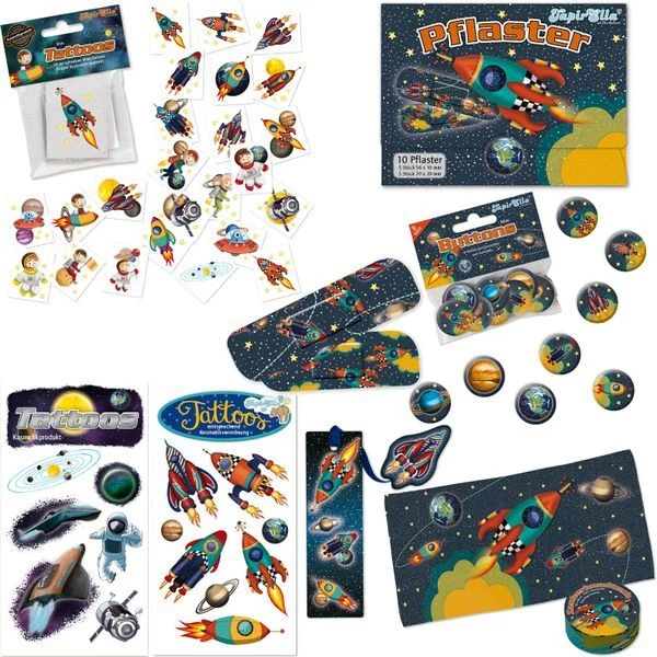 Kit Cadeaux Anniversaire Enfant Thème Espace - 72 Pièces : Sacs, Bracelets, Colliers, Autocollants...