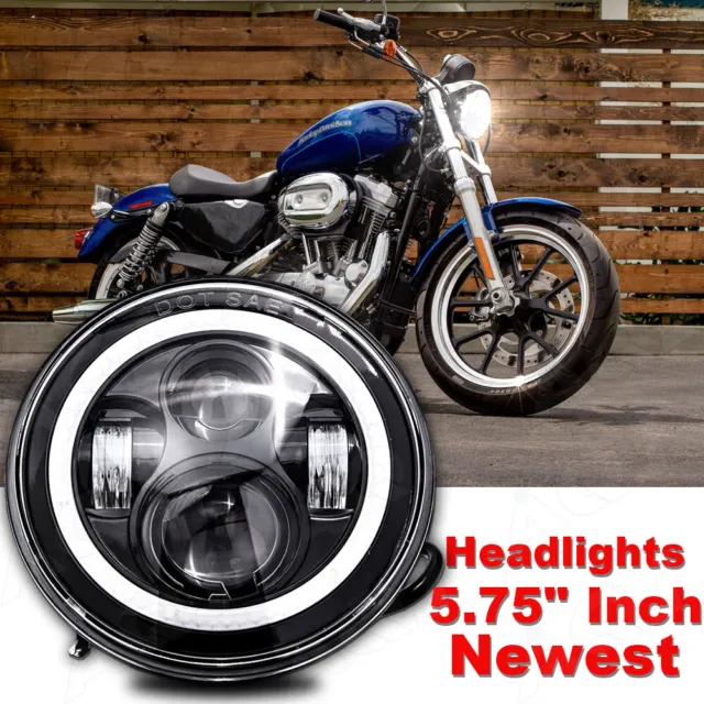 Chrome 5 3/4" 5.75 inch LED Headlight Projector For Motor Sportster XL 883 1200